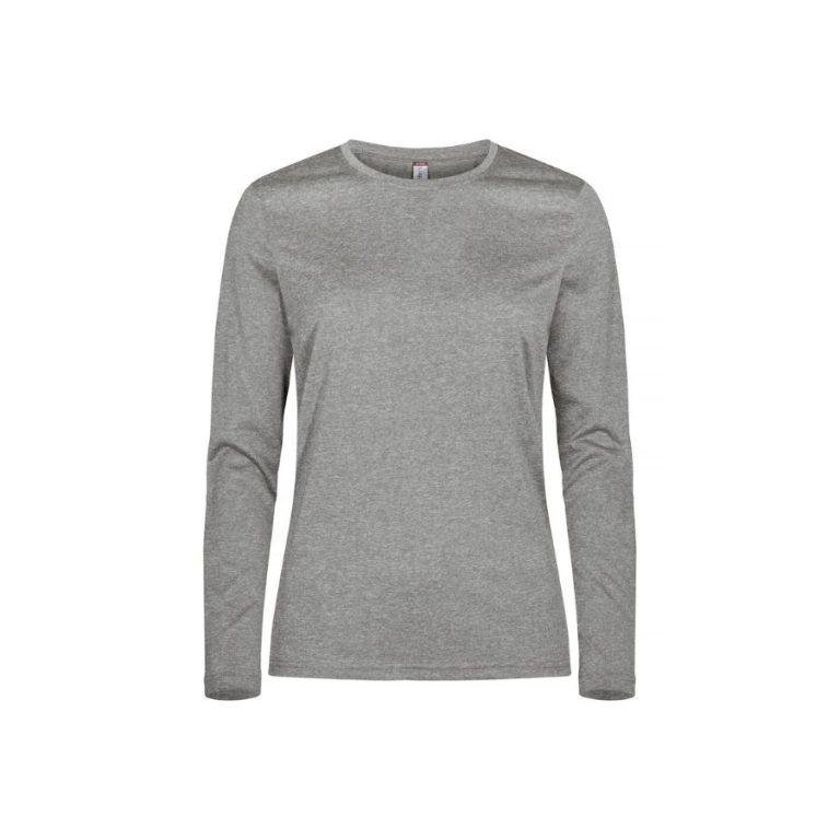 CAMISETA TECNICA MANGA LARGA · 135GSM · TEJIDO SPUNED-DYED · PROTECCION UV50 · BASIC ACTIVE GRIS FRONT