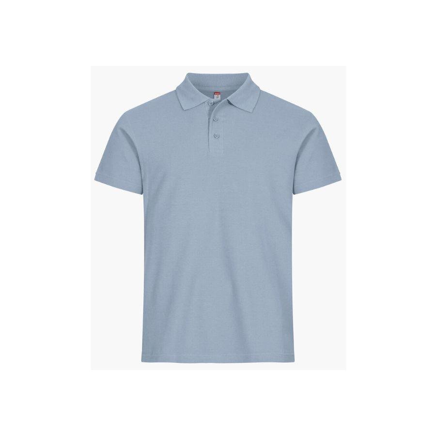 POLO HOMBRE 100% ALGODÓN · MANGA CORTA CON ABERTURAS LATERALES · 190GSM · BASIC POLO SOFT BLUE DEL