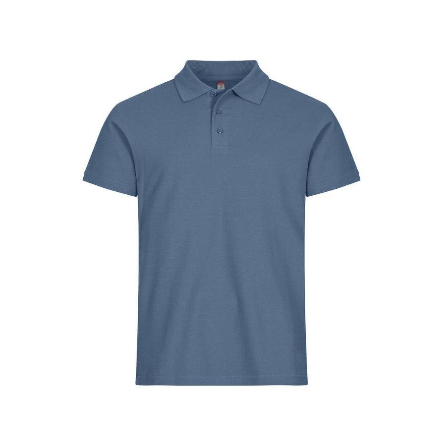 POLO HOMBRE 100% ALGODÓN · MANGA CORTA CON ABERTURAS LATERALES · 190GSM · BASIC POLO STEEL BLUE DEL
