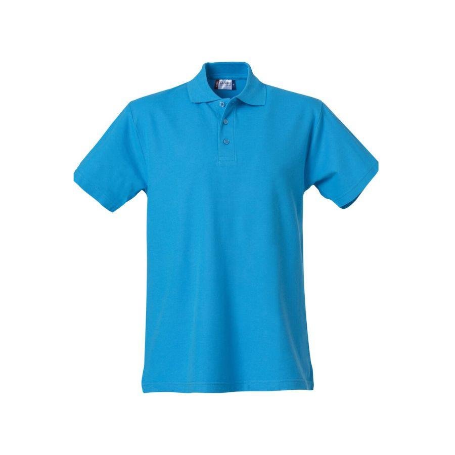 POLO HOMBRE 100% ALGODÓN · MANGA CORTA CON ABERTURAS LATERALES · 190GSM · BASIC POLO TURQUESA DEL