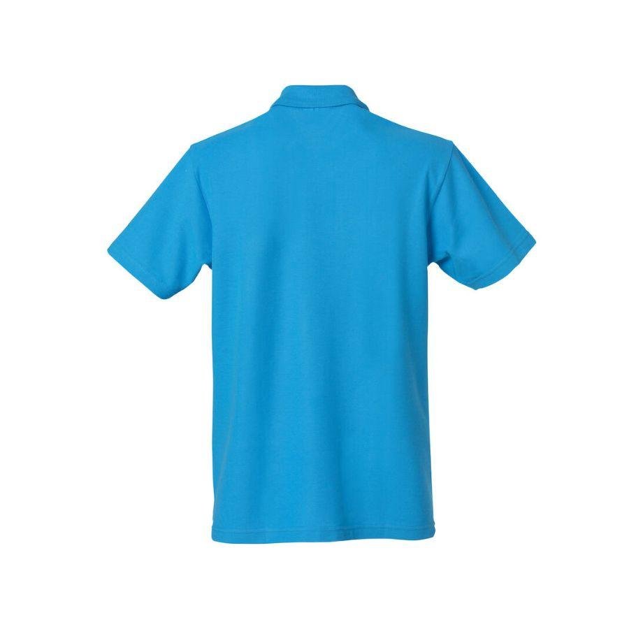 POLO HOMBRE 100% ALGODÓN · MANGA CORTA CON ABERTURAS LATERALES · 190GSM · BASIC POLO TURQUESA DETRAS