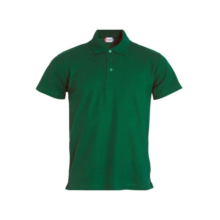 POLO HOMBRE 100% ALGODÓN · MANGA CORTA CON ABERTURAS LATERALES · 190GSM · BASIC POLO VERDE BOTELLA DEL