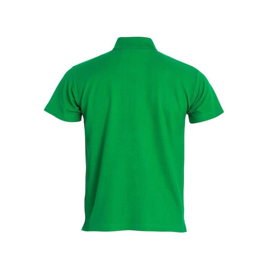 POLO HOMBRE 100% ALGODÓN · MANGA CORTA CON ABERTURAS LATERALES · 190GSM · BASIC POLO VERDE MANZANA DET