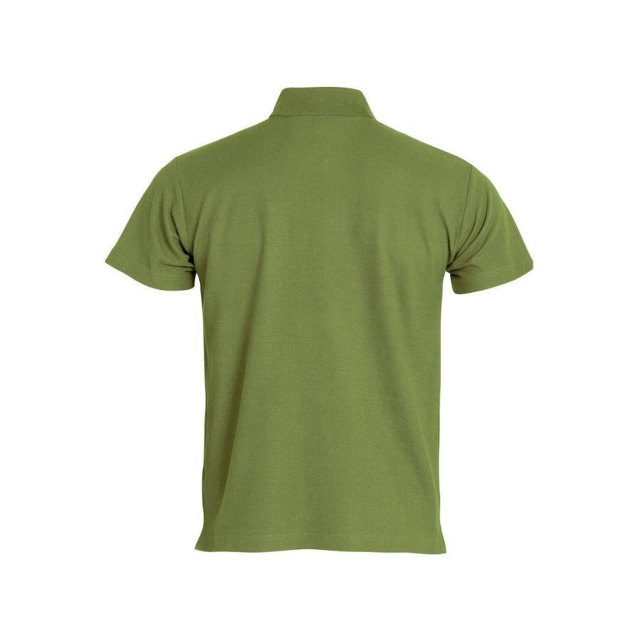 POLO HOMBRE 100% ALGODÓN · MANGA CORTA CON ABERTURAS LATERALES · 190GSM · BASIC POLO VRDE MILITAR DET