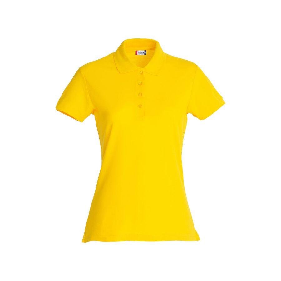 POLO MUJER 100% ALGODÓN · MANGA CORTA CON ABERTURAS LATERALES · 190GSM · BASIC POLO AMARILLO DEL