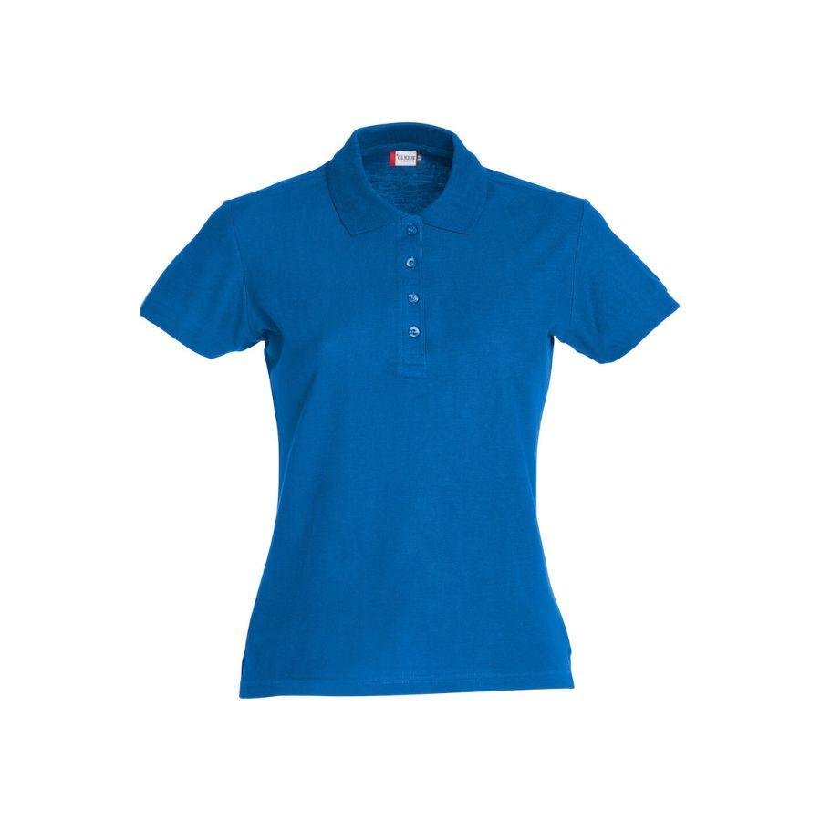 POLO MUJER 100% ALGODÓN · MANGA CORTA CON ABERTURAS LATERALES · 190GSM · BASIC POLO AZUL REAL DEL