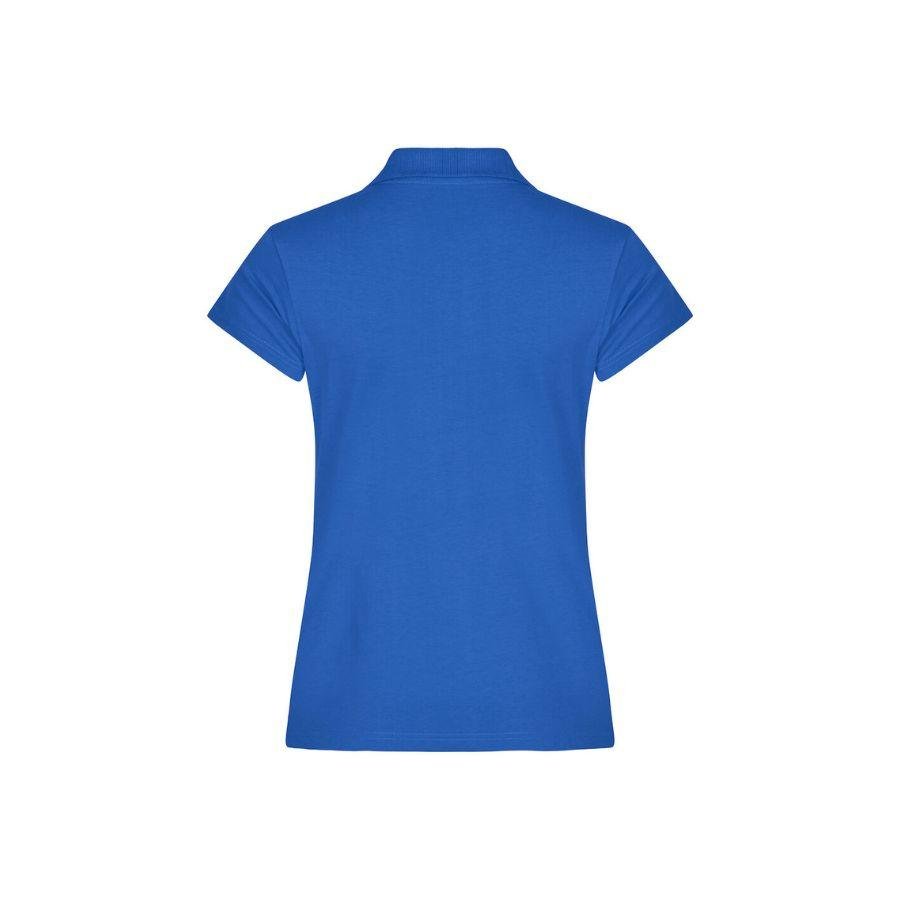 POLO MUJER 100% ALGODÓN · MANGA CORTA CON ABERTURAS LATERALES · 190GSM · BASIC POLO AZUL REAL DET