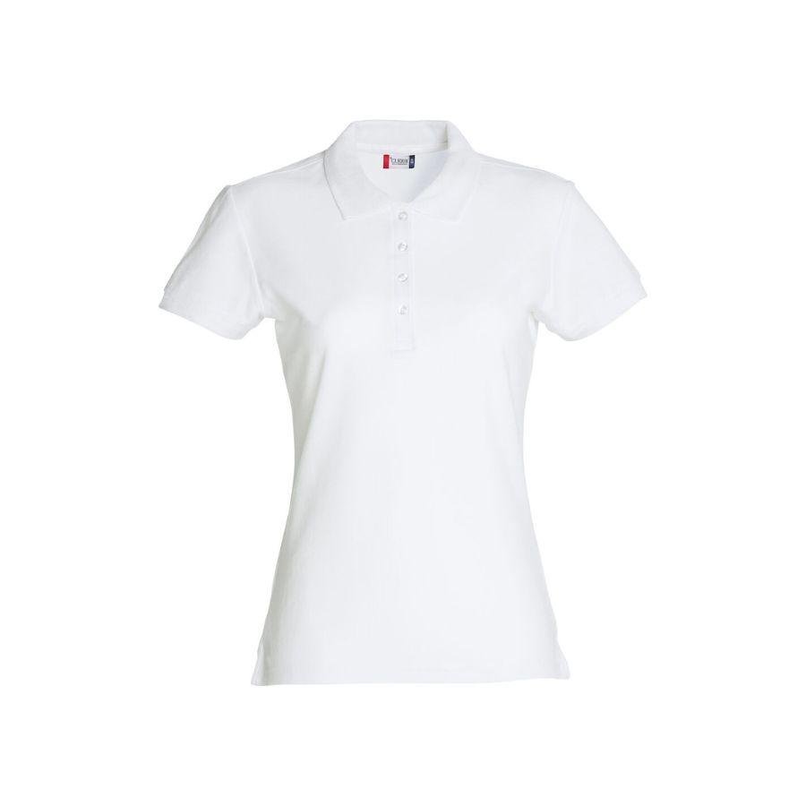 POLO MUJER 100% ALGODÓN · MANGA CORTA CON ABERTURAS LATERALES · 190GSM · BASIC POLO BLANCO DEL