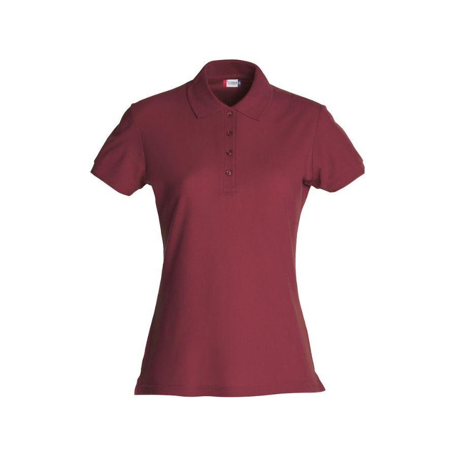 POLO MUJER 100% ALGODÓN · MANGA CORTA CON ABERTURAS LATERALES · 190GSM · BASIC POLO BURDEOS DEL