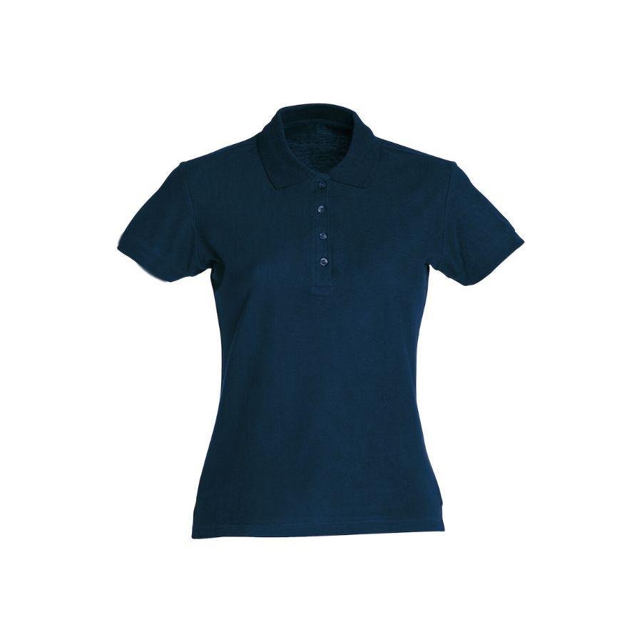 POLO MUJER 100% ALGODÓN · MANGA CORTA CON ABERTURAS LATERALES · 190GSM · BASIC POLO MARINO OSCURO DEL
