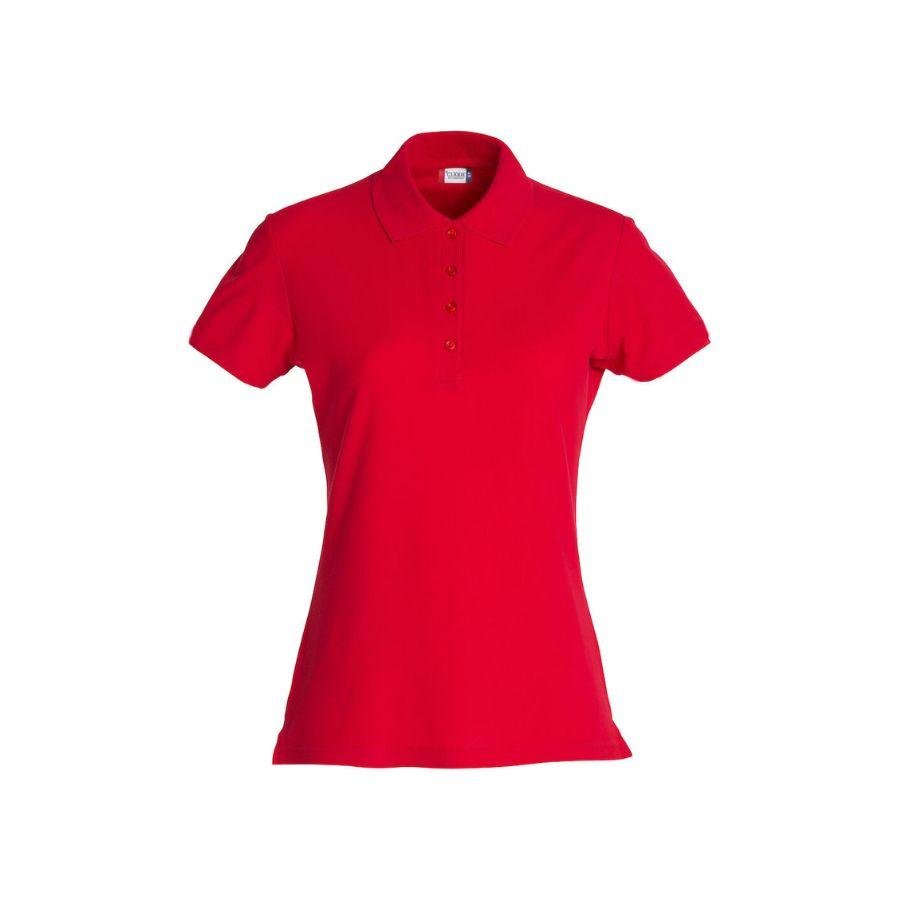 POLO MUJER 100% ALGODÓN · MANGA CORTA CON ABERTURAS LATERALES · 190GSM · BASIC POLO ROJO DEL