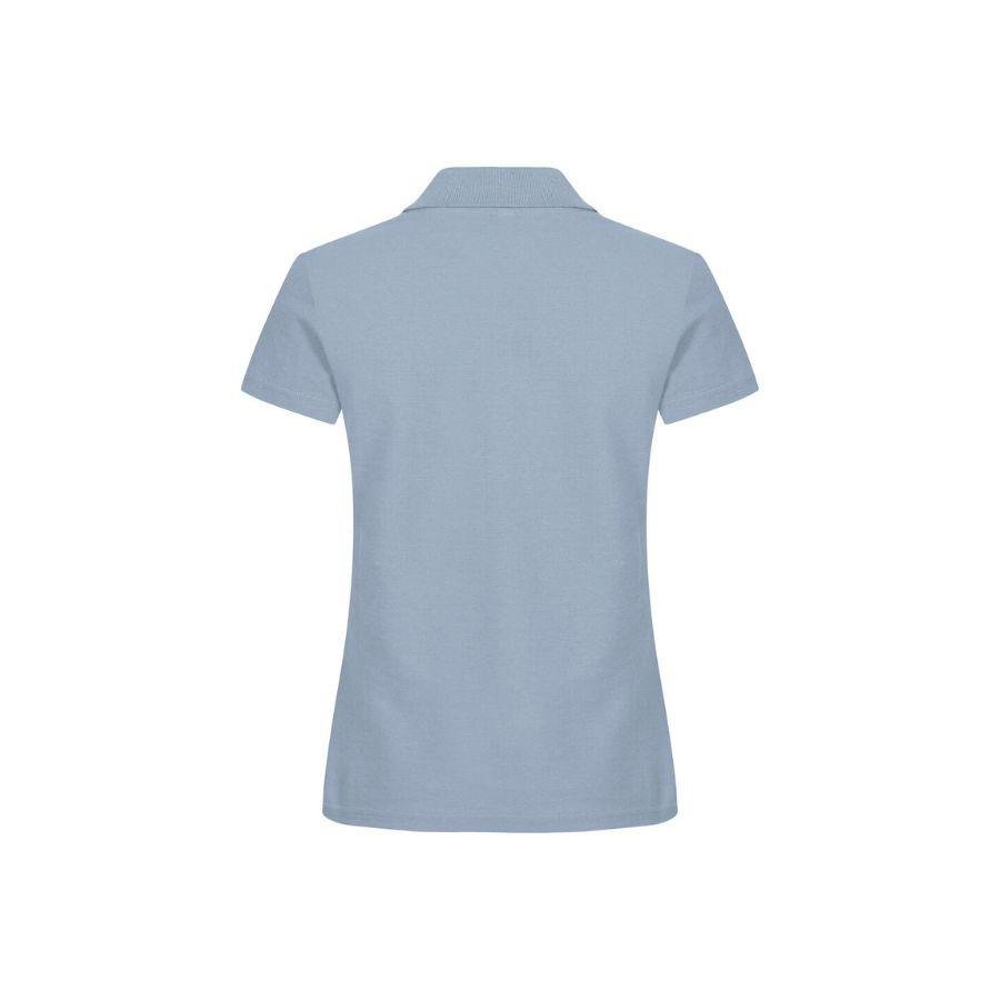 POLO MUJER 100% ALGODÓN · MANGA CORTA CON ABERTURAS LATERALES · 190GSM · BASIC POLO SOFT BLUE DET