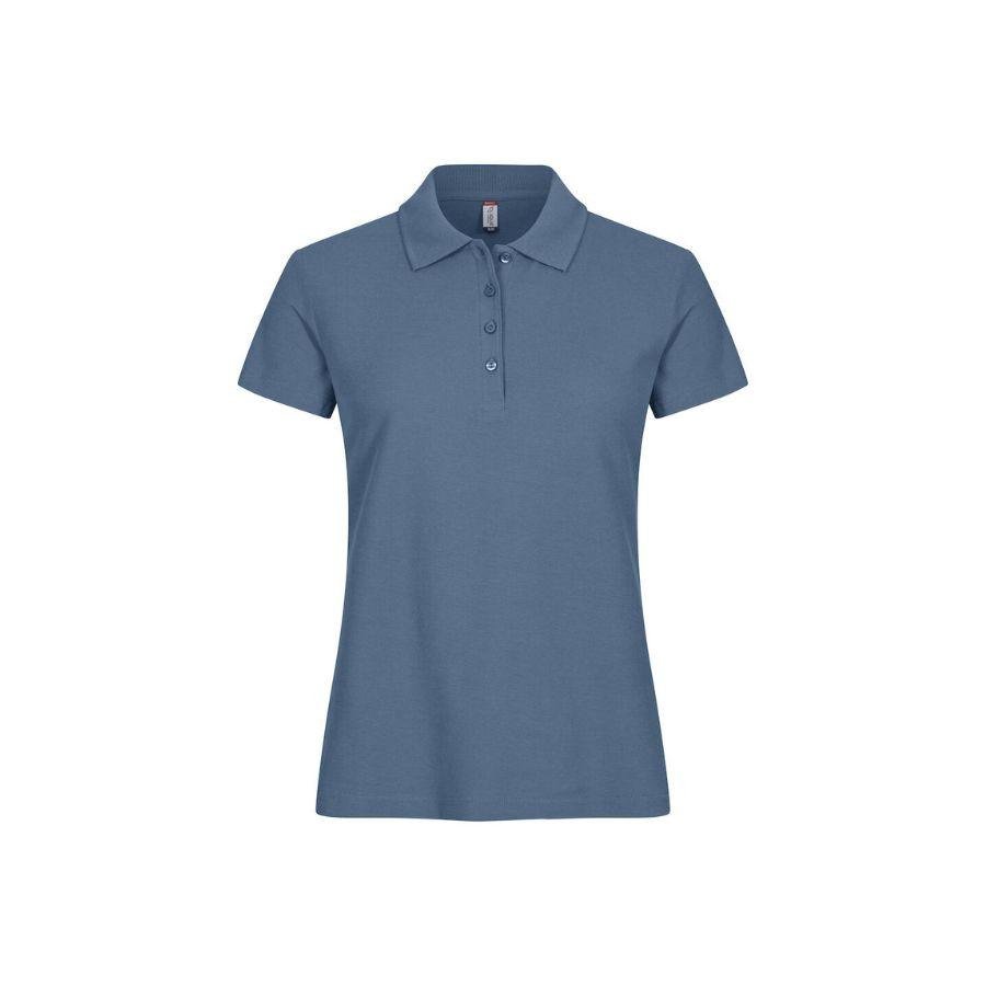 POLO MUJER 100% ALGODÓN · MANGA CORTA CON ABERTURAS LATERALES · 190GSM · BASIC POLO STEEL BLUE DEL