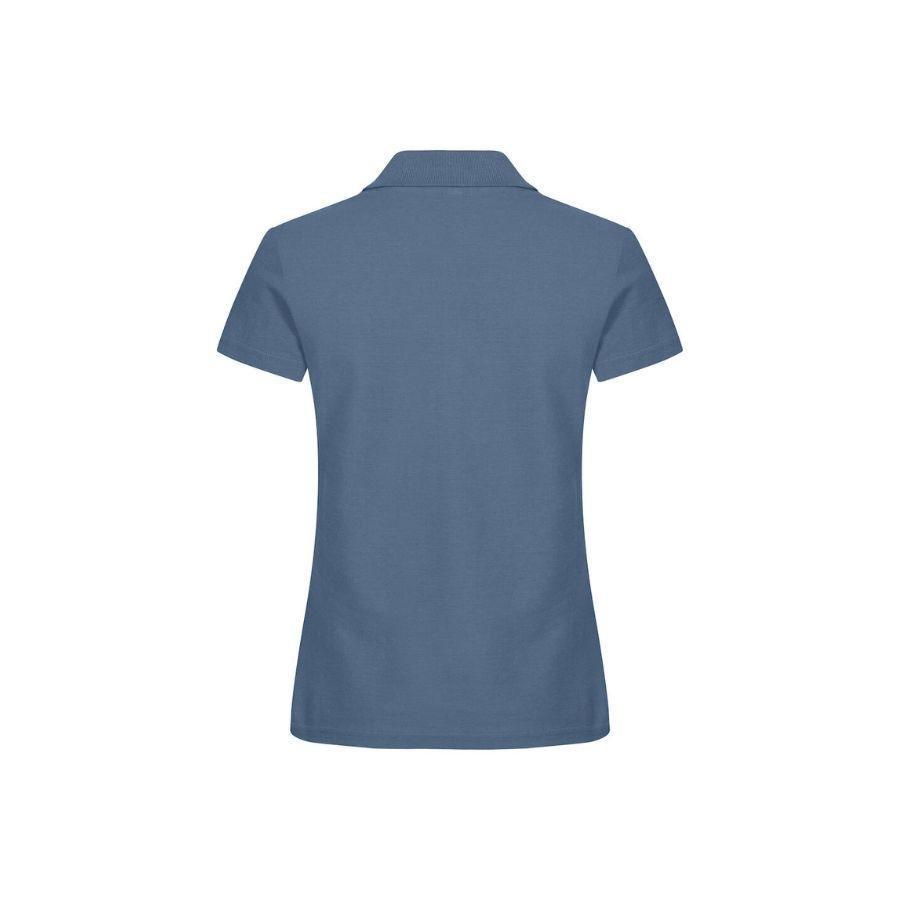 POLO MUJER 100% ALGODÓN · MANGA CORTA CON ABERTURAS LATERALES · 190GSM · BASIC POLO STEEL BLUE DET