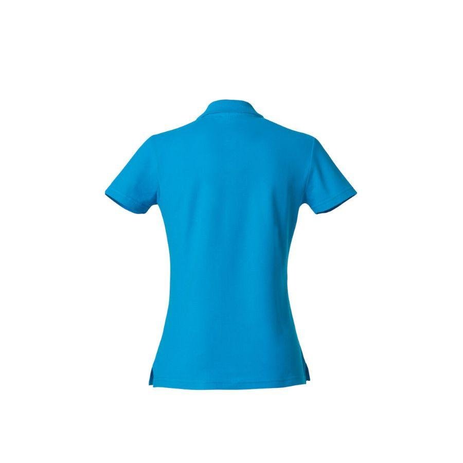 POLO MUJER 100% ALGODÓN · MANGA CORTA CON ABERTURAS LATERALES · 190GSM · BASIC POLO TURQUESA DET