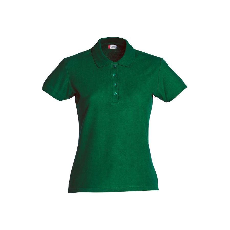 POLO MUJER 100% ALGODÓN · MANGA CORTA CON ABERTURAS LATERALES · 190GSM · BASIC POLO VERDE BOTELLA DEL