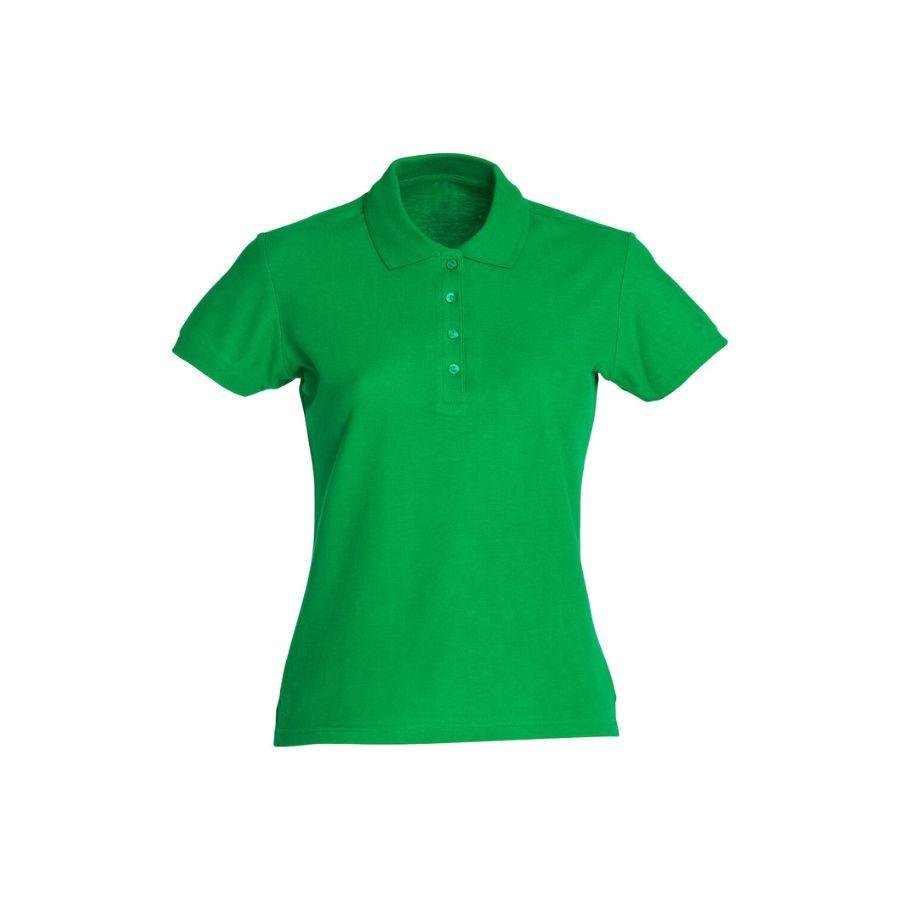 POLO MUJER 100% ALGODÓN · MANGA CORTA CON ABERTURAS LATERALES · 190GSM · BASIC POLO VERDE MANZANA DEL