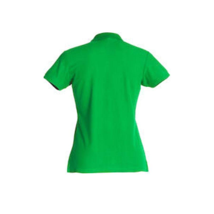 POLO MUJER 100% ALGODÓN · MANGA CORTA CON ABERTURAS LATERALES · 190GSM · BASIC POLO VERDE MANZANA DET