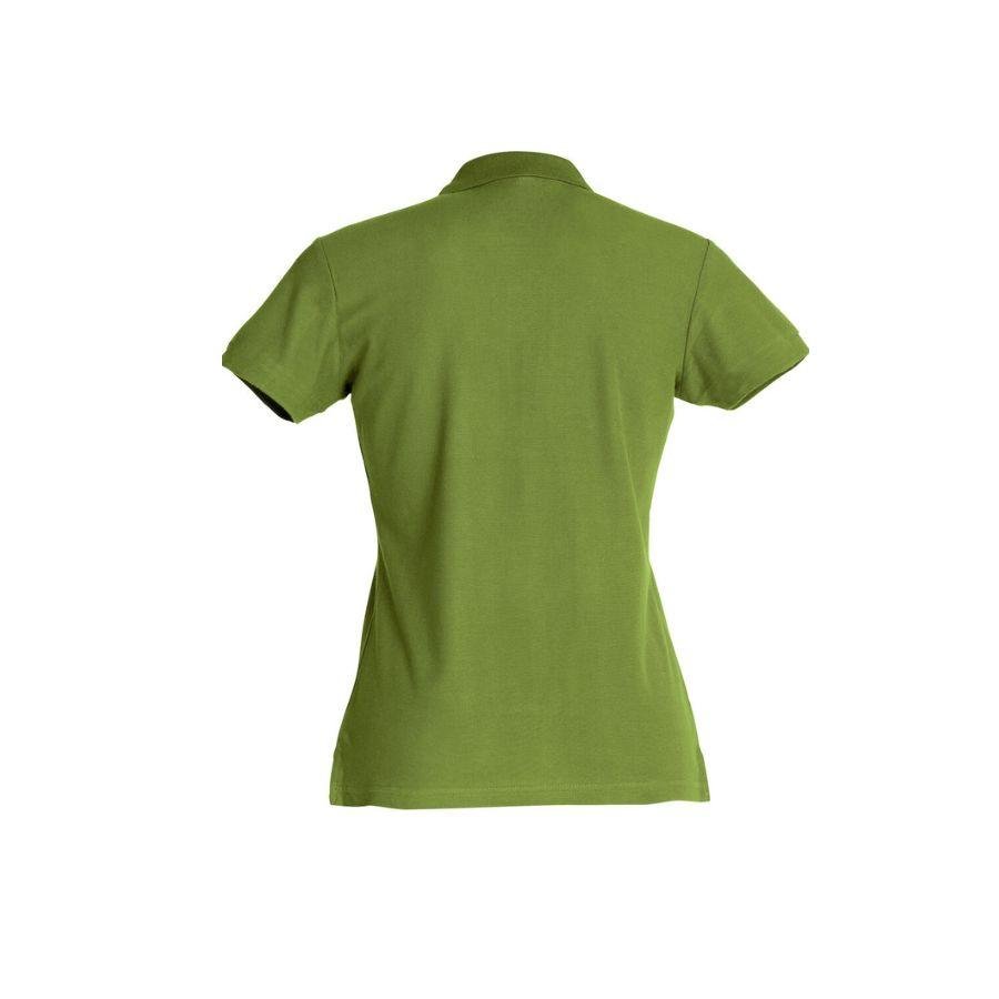 POLO MUJER 100% ALGODÓN · MANGA CORTA CON ABERTURAS LATERALES · 190GSM · BASIC POLO VERDE MILITAR DET