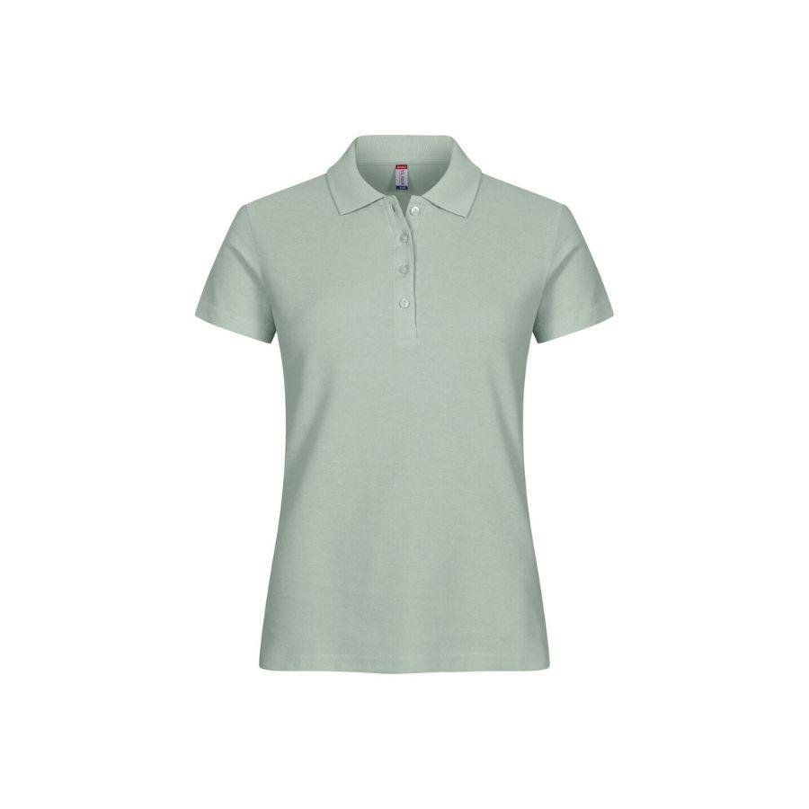 POLO MUJER 100% ALGODÓN · MANGA CORTA CON ABERTURAS LATERALES · 190GSM · BASIC POLO VERDE SAGE DEL