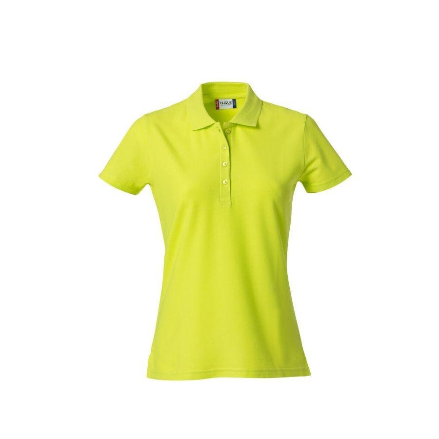 POLO MUJER 100% ALGODÓN · MANGA CORTA CON ABERTURAS LATERALES · 190GSM · BASIC POLO VERDE VISIBILIDAD DEL