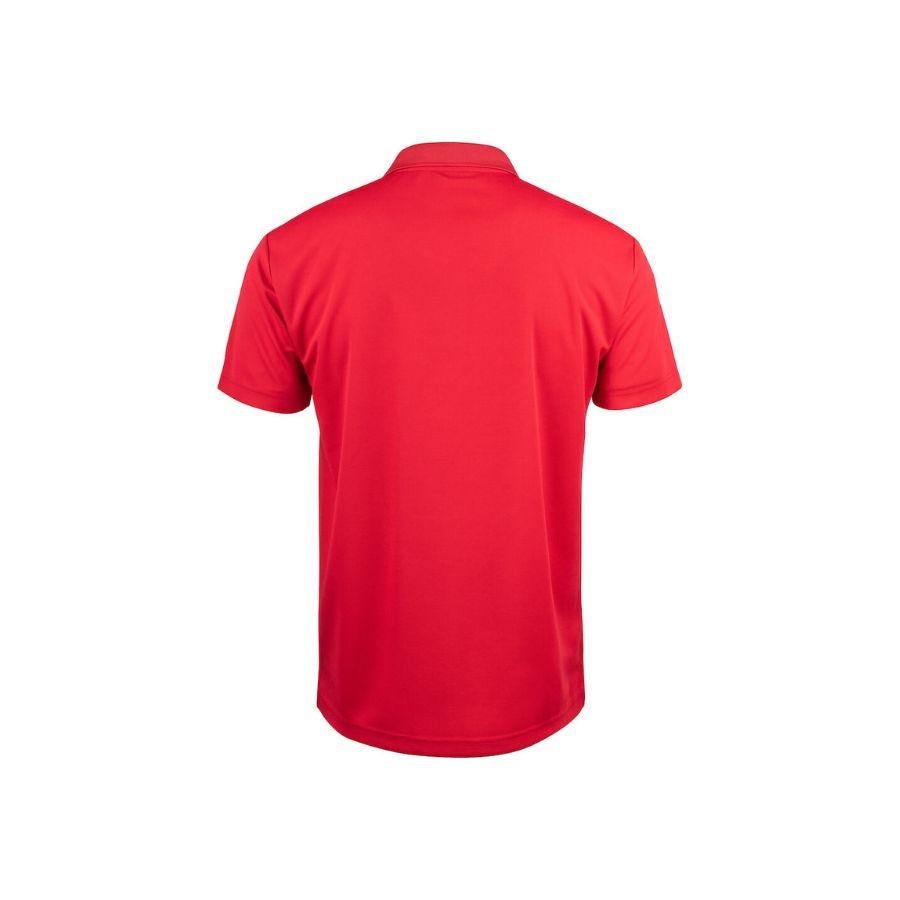 POLO TÉCNICO · TEJIDO SPUN-DYED · 3 BOTONES · CORTE MODERNO · REFORZADO · BASIC ACTIVE RED BACK