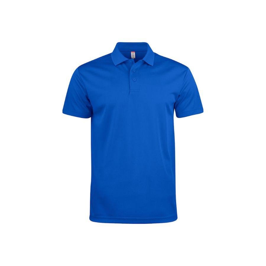POLO TÉCNICO · TEJIDO SPUN-DYED · 3 BOTONES · CORTE MODERNO · REFORZADO · BASIC ACTIVE ROYAL FRONT