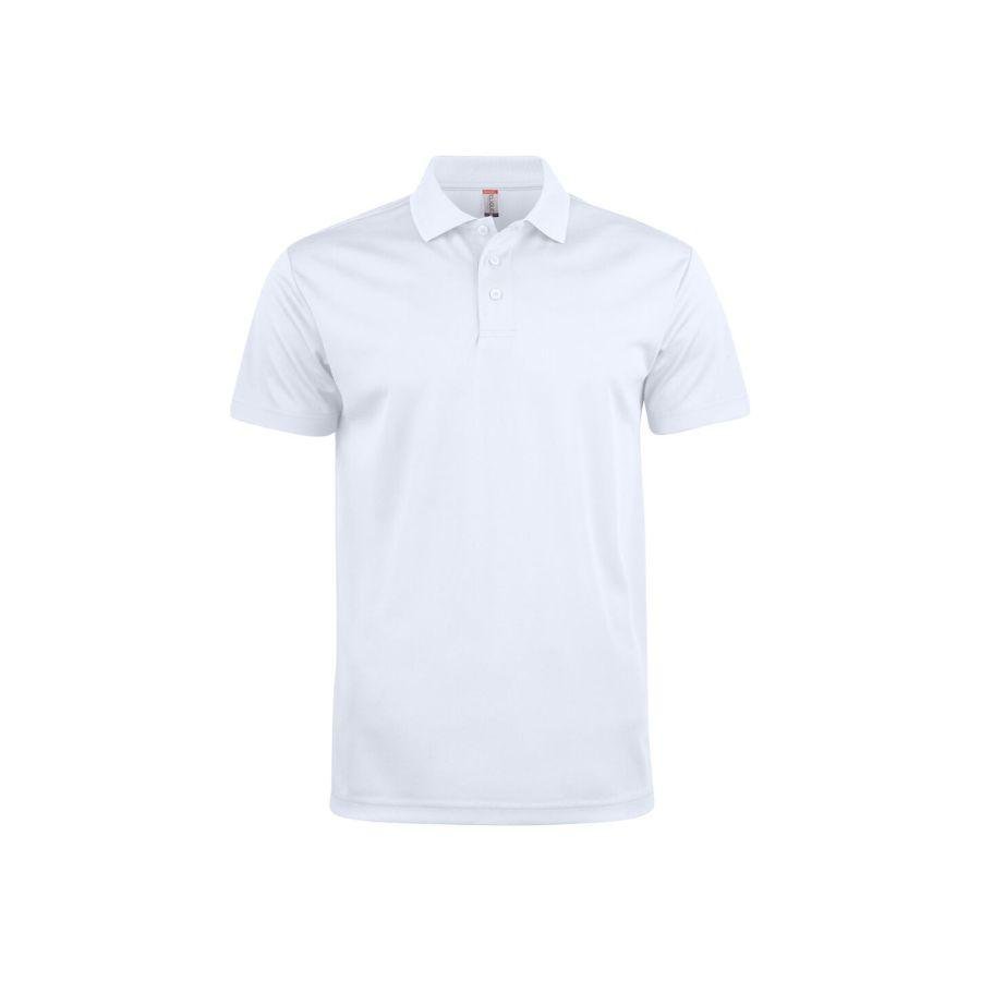 POLO TÉCNICO · TEJIDO SPUN-DYED · 3 BOTONES · CORTE MODERNO · REFORZADO · BASIC ACTIVE WHITE FRONT
