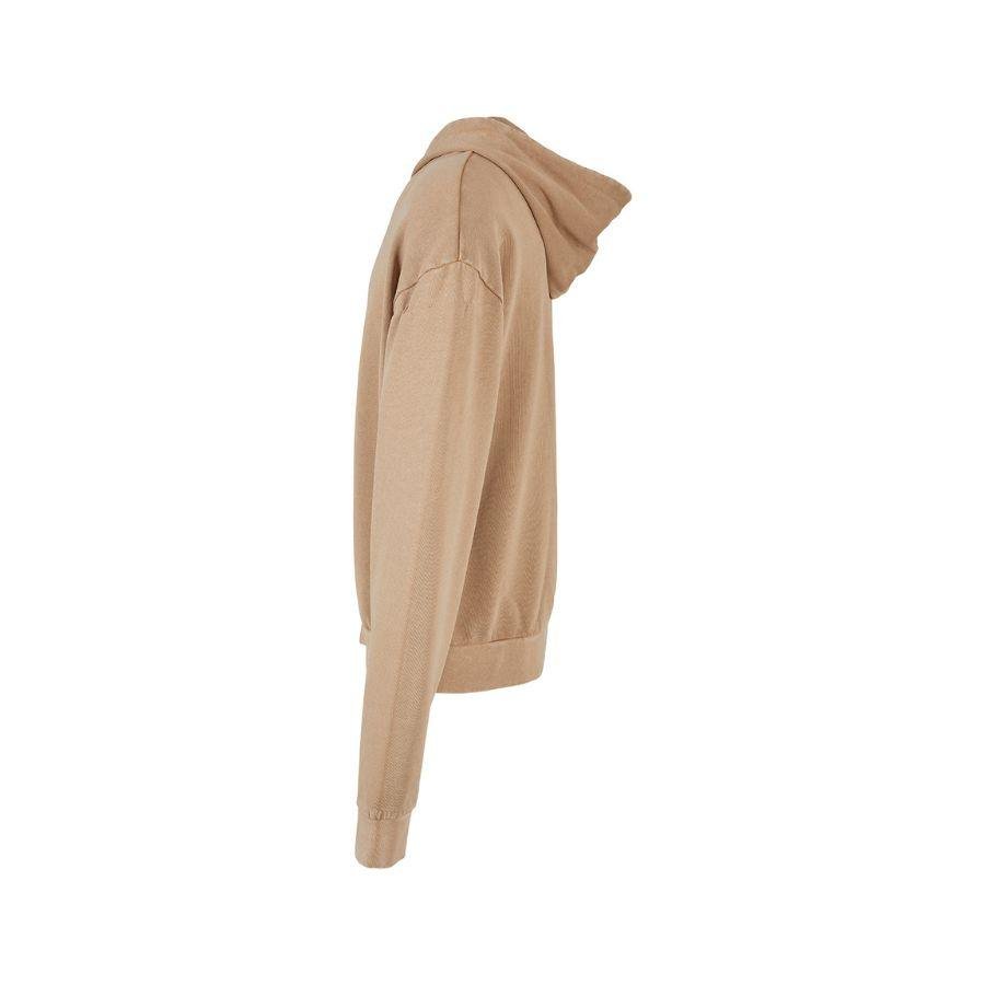 SUDADERA ÁCID WASHED · HOMBROS CAÍDOS · ALGODÓN PURO · 300GSM · SIN CORDONES · A204.39 BEIGE LATERAL
