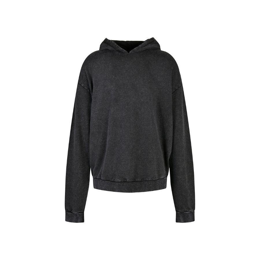 SUDADERA ÁCID WASHED · HOMBROS CAÍDOS · ALGODÓN PURO · 300GSM · SIN CORDONES · A204.39 BLACK FRONT