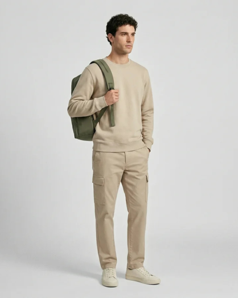 SUDADERA CUELLO REDONDO BEIGE