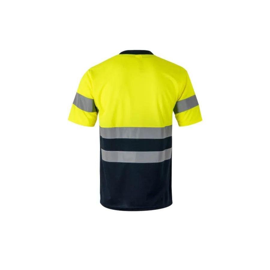 Camiseta Alta Visibilidad Reflatex Amarillo Fluor-Azul Marino Back