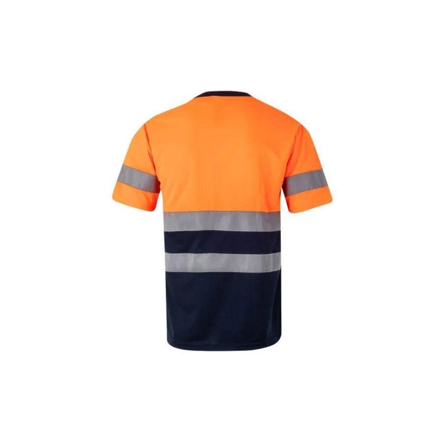 Camiseta Alta Visibilidad Reflatex Naranja Fluor-Azul Marino Back