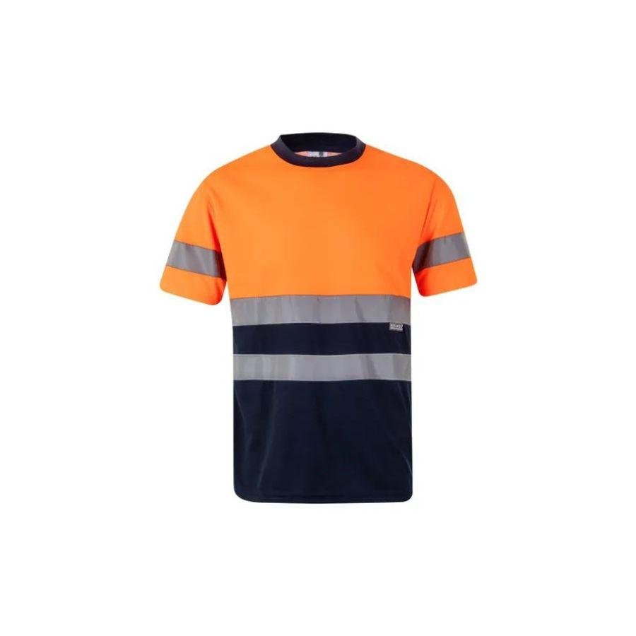 Camiseta Alta Visibilidad Reflatex Naranja Fluor-Azul Marino Front