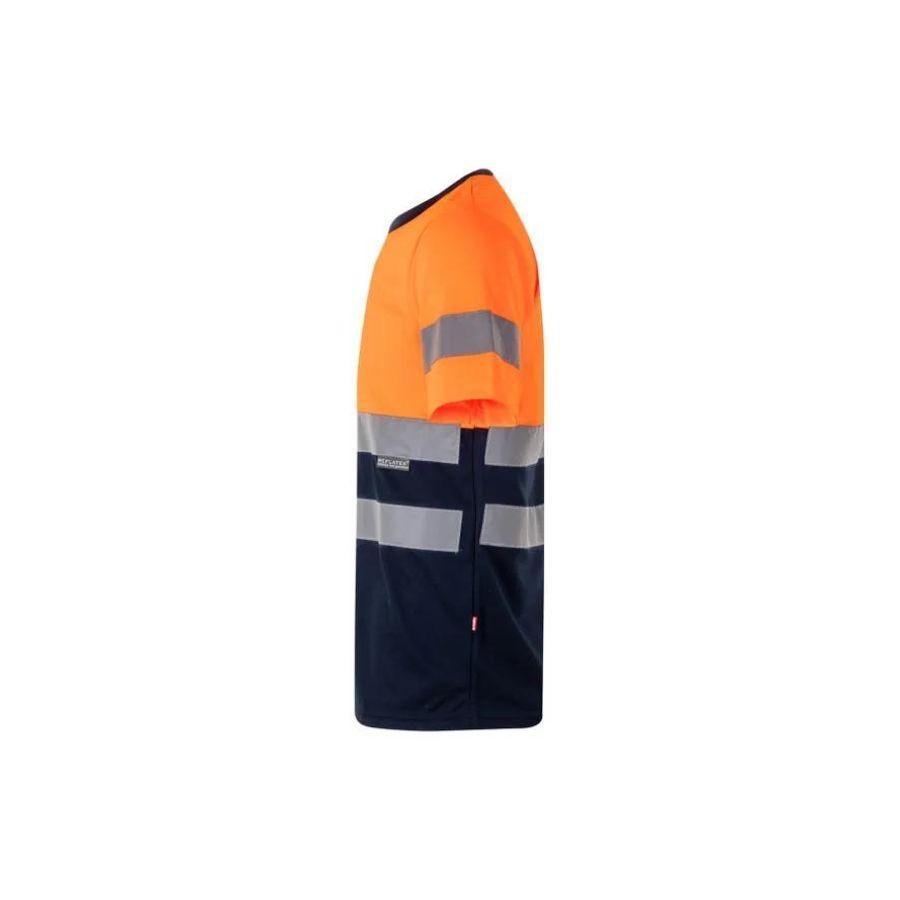 Camiseta Alta Visibilidad Reflatex Naranja Fluor-Azul Marino Side