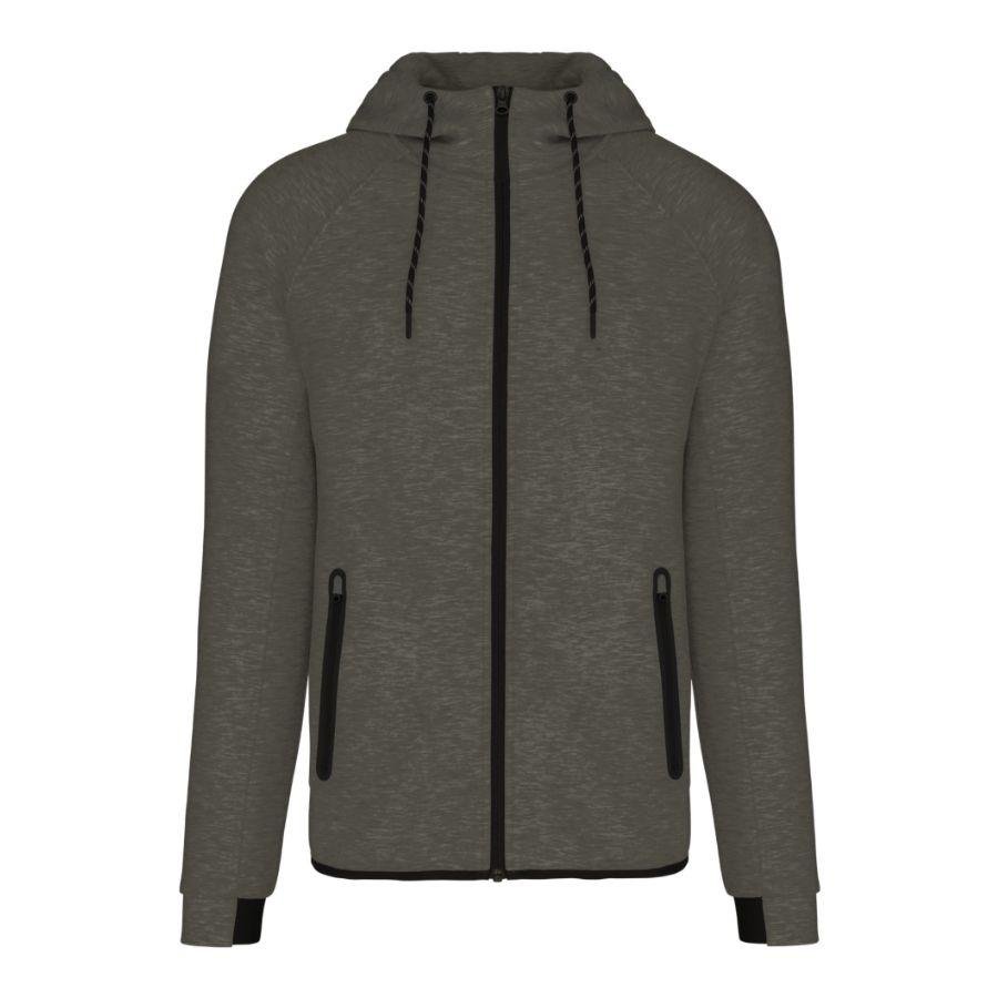Chaqueta Deportiva · Con Capucha · Estilo Elegante y Cómodo Caqui Claro Heather