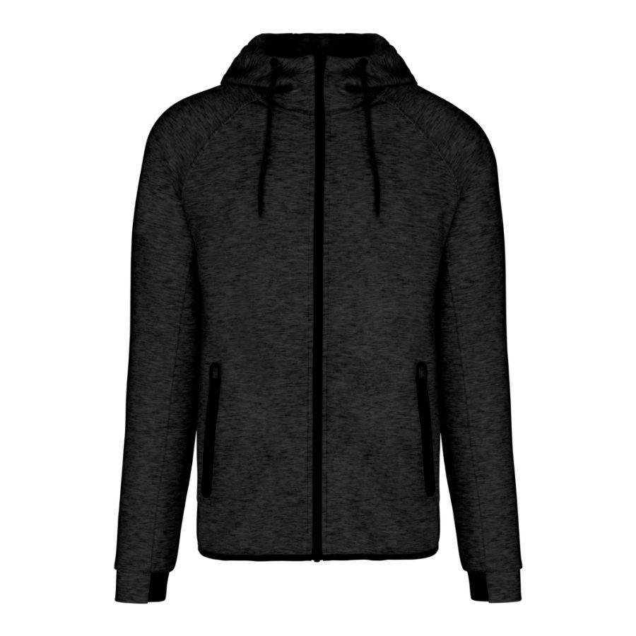 Chaqueta Deportiva · Con Capucha · Estilo Elegante y Cómodo Negro Heather