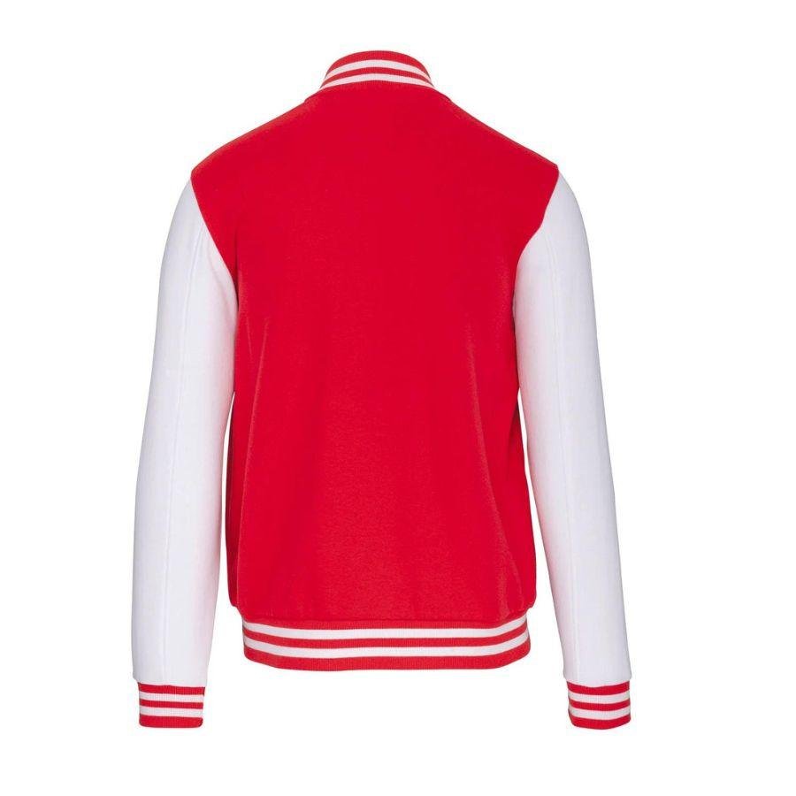 Chaqueta de Béisbol · Estilo Universitario · Personalizable Parche Bordado Blanco-Rojo