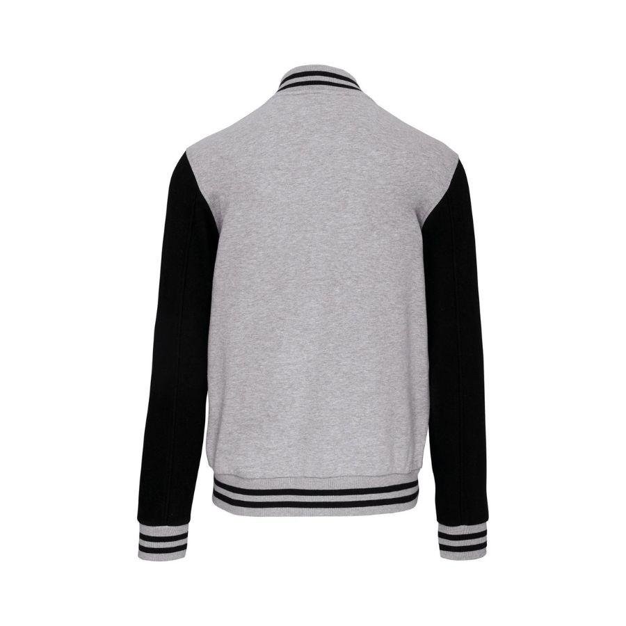 Chaqueta de Béisbol · Estilo Universitario · Personalizable Parche Bordado Gris Oxford-Negro