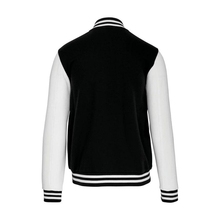 Chaqueta de Béisbol · Estilo Universitario · Personalizable Parche Bordado Negro-Blanco