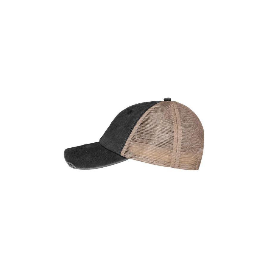 Gorra-Trucker-·-Eco-responsable-·-Efecto-Desgastado-·-270GSM-·-Personalizable-·-Ref.-NS027-Negro-Lavado-Beige-Lateral.jpg
