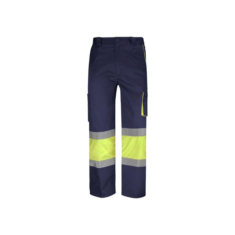 Pantalón Alta Visibilidad Combinado Amarillo Fluor-Azul Marino