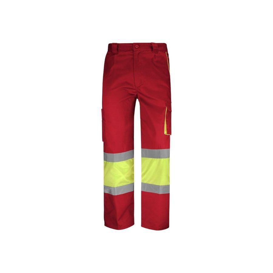 Pantalón Alta Visibilidad Combinado Amarillo Fluor-Rojo