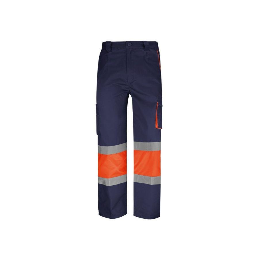 Pantalón Alta Visibilidad Combinado Naranja Fluor-Azul Marino