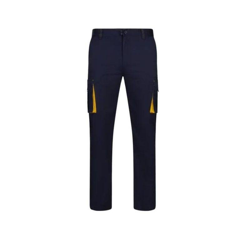 Pantalón Multibolsillos Elástico Bicolor Azul Marino-Rojo