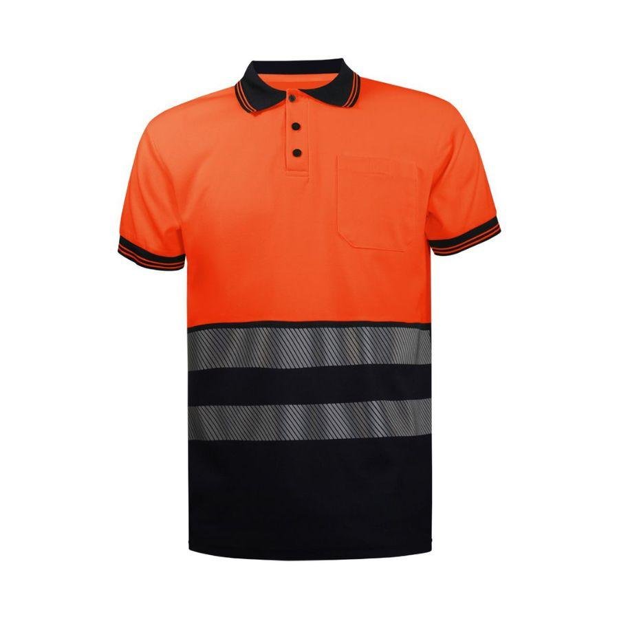 Polo Alta Visibilidad con Banda Segmentada Naranja Fluor