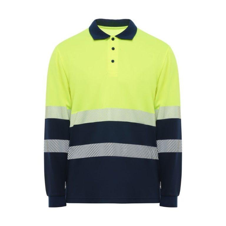 Polo M_L Alta Visibilidad Tejido Antienganches Amarillo Fluor-Azul Marino