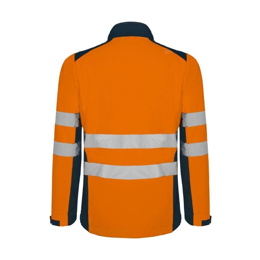 SoftShell Alta Visibilidad Naranja Fluor-Azul Marino Back
