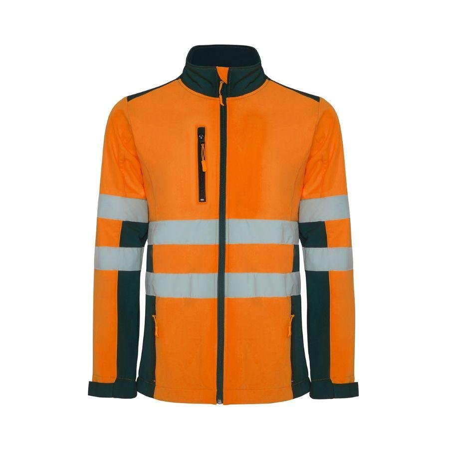 SoftShell Alta Visibilidad Naranja Fluor-Azul Marino Front