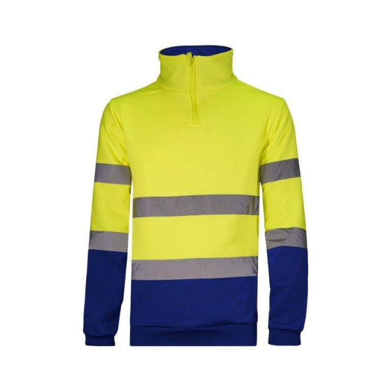 Sudadera Media Cremallera Alta Visibilidad Amarillo Fluor-Azul Marino